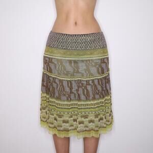 Y2K Italian Boho Green Mesh Skirt (M/L) 
